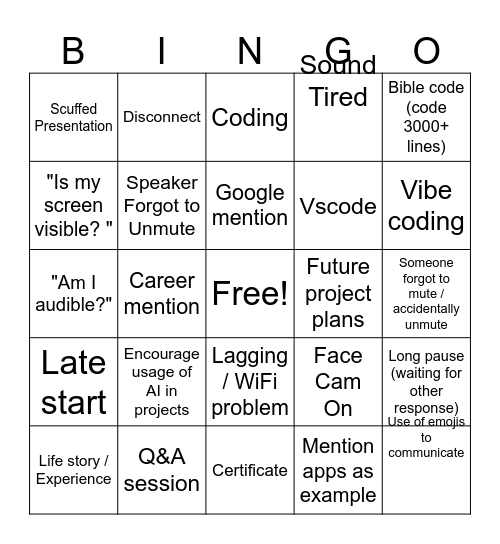 Another Seminar Bingo Card