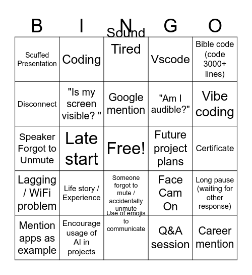 Another Seminar Bingo Card