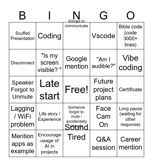 Another Seminar Bingo Card