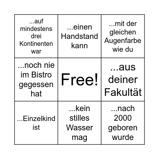 Finde jemanden, der*die... Bingo Card