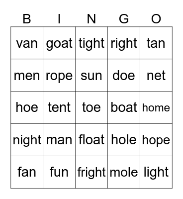 45 minutes Bingo Card