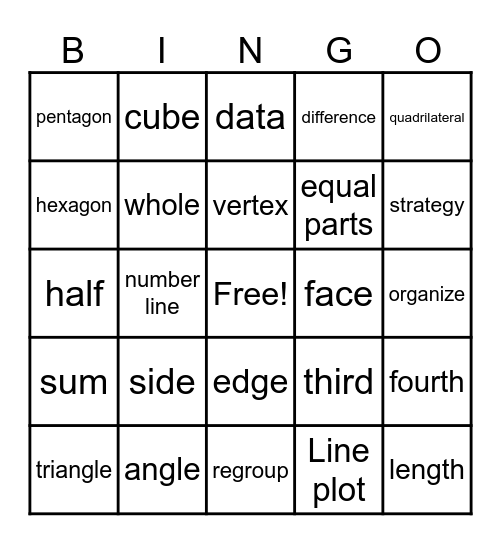2nd Grade Math Bingo Card