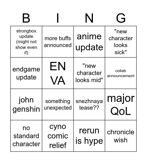 luna vii special program Bingo Card