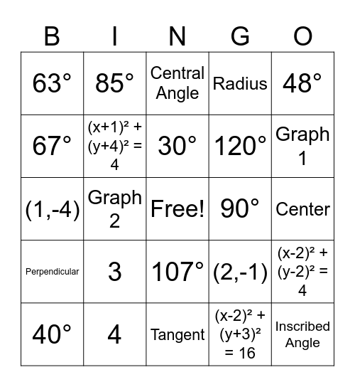 Circles Bingo Card