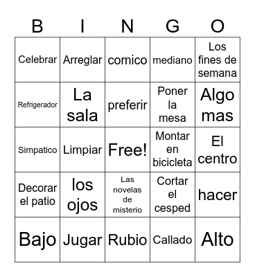 Expresate 2 1.1 & 1.2 Bingo Card