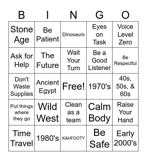 Summer Expectations Bingo Card