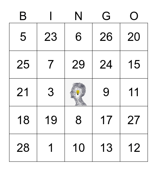 Imagination & Music Bingo Card