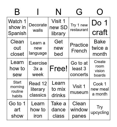 2026 Bingo Card