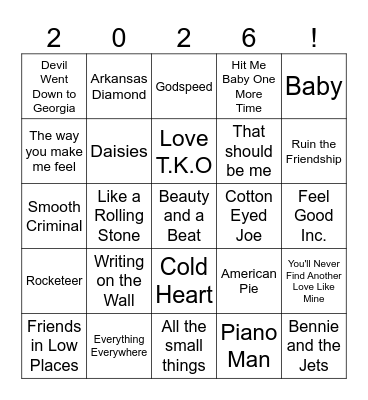 Class or 2026 Bingo Card