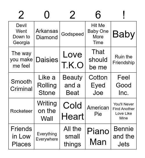 Class or 2026 Bingo Card