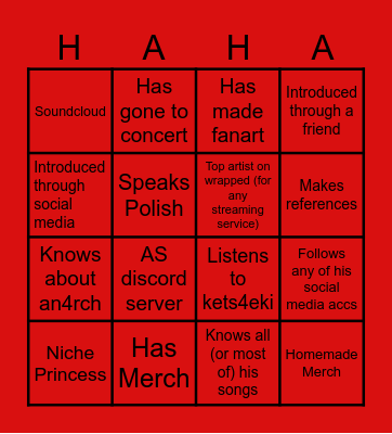 Asteria Bingo Card