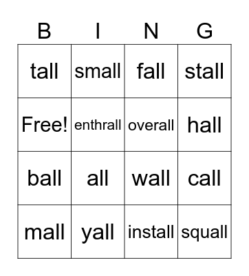 Bingo all Bingo Card