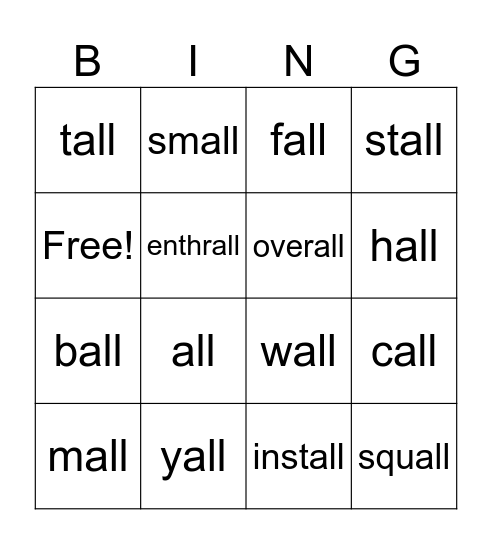 Bingo all Bingo Card