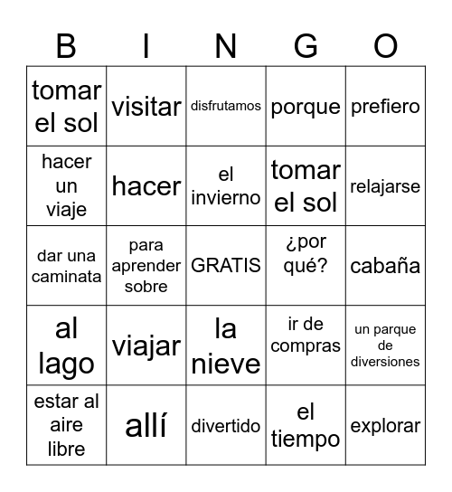 School's Out Bingo Card