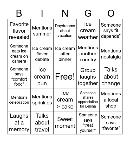 Leisha Bingo Card