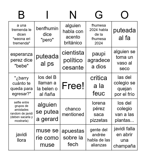 feliz cumple javidi Bingo Card