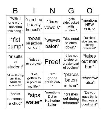 Schultze Bingo Card