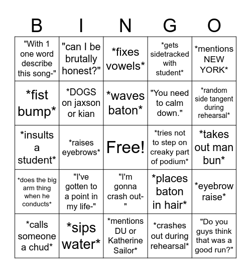 Schultze Bingo Card