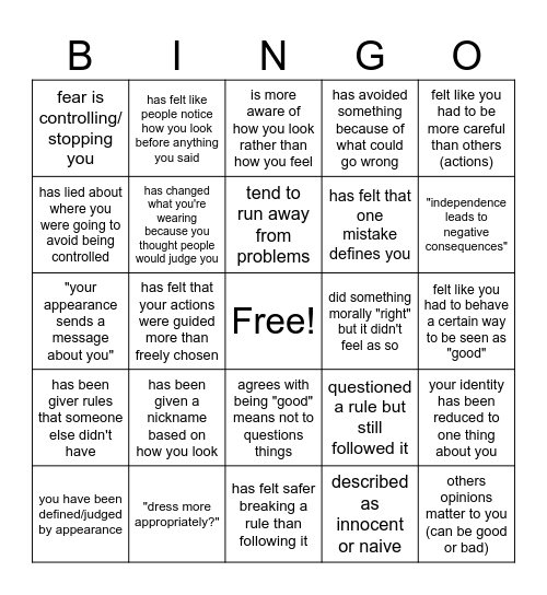 Little Red Riding Hood Bingo Card