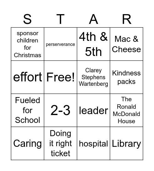 Ambassador End of Year Bingo Card