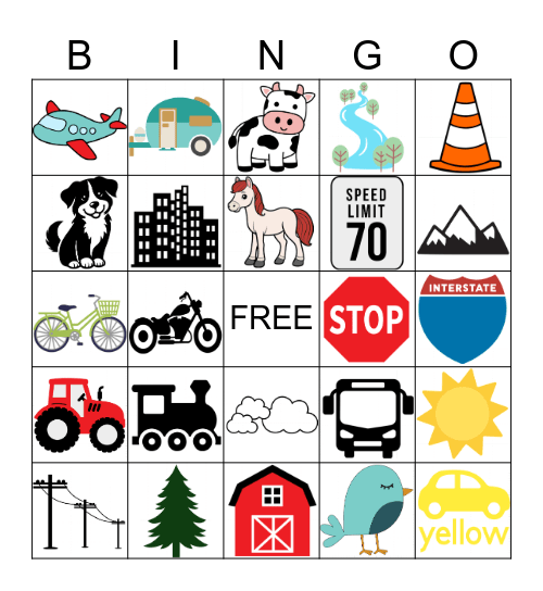 Roadtrip Bingo Card