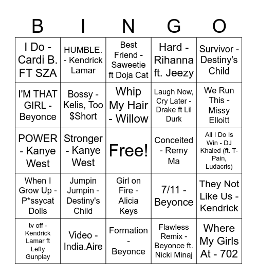 You Are THAT Girl!! Bingo Card