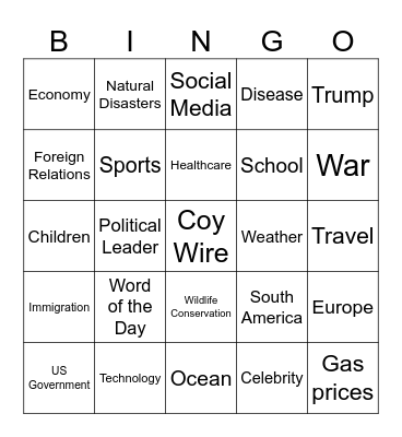 CNN 10 Bingo Card