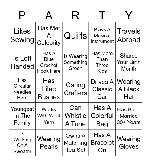 Guest Bingo Card