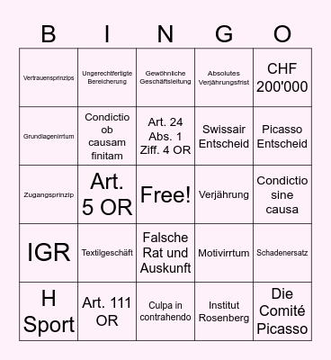 BGE OR Bingo Card