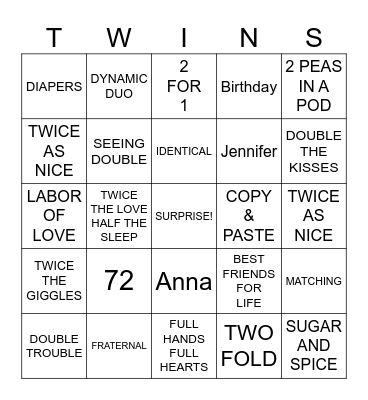 Twins Bingo Card