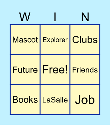College Bingo Card