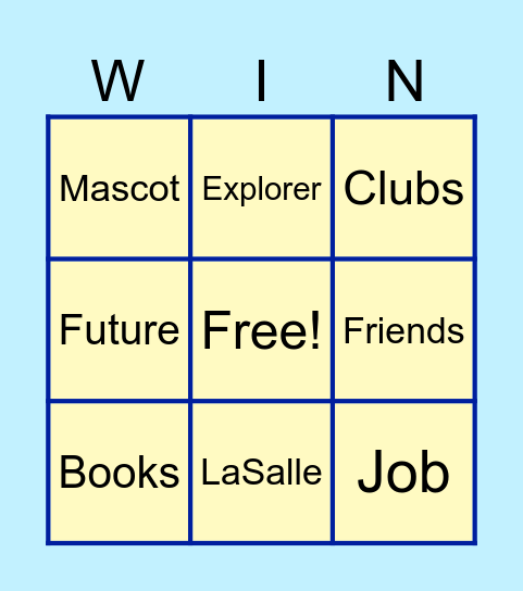 College Bingo Card