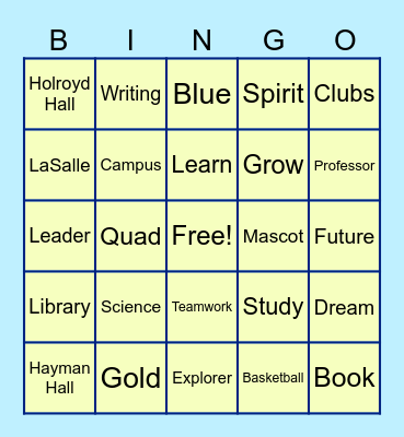 College Bingo Card