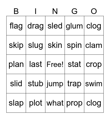 Blends Bingo Card