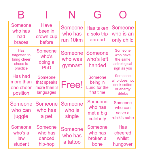 Crown Cup 2026 Bingo Card