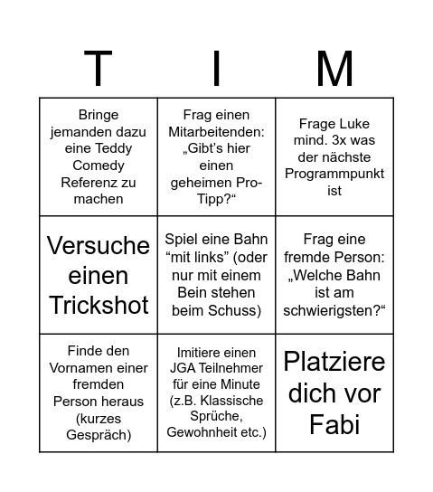 JGA Bingo Bongo #2 Bingo Card
