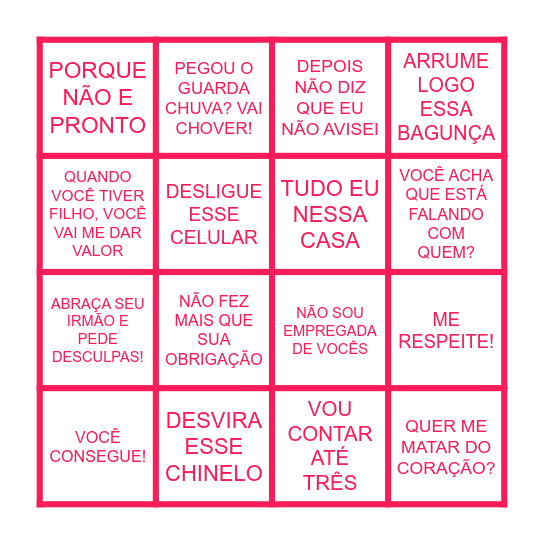 BINGO DE DIA DAS MÃES Bingo Card