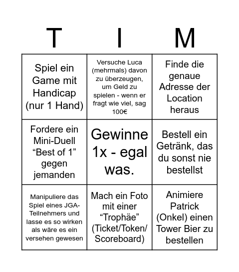 JGA Bingo Bongo #3 Bingo Card