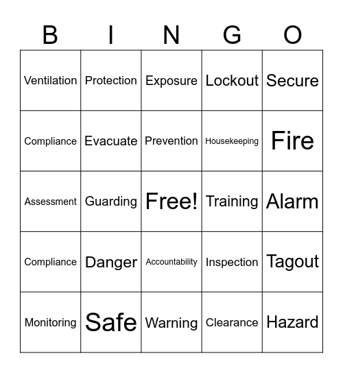 SAFETY BINGO Card