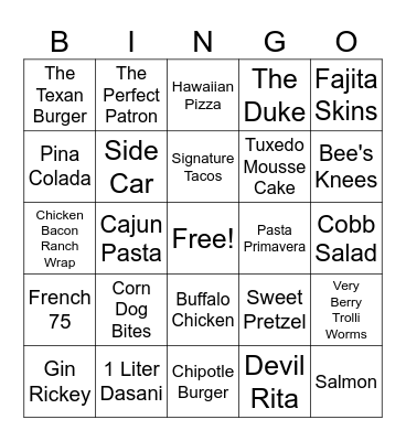 All Items Bingo Card