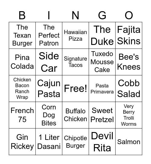 All Items Bingo Card