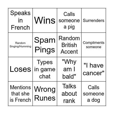 Luminawa Bingo Card