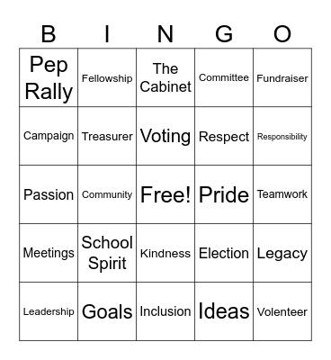 Student Council Bingo Card