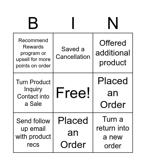 Sales Conversion Bingo Card