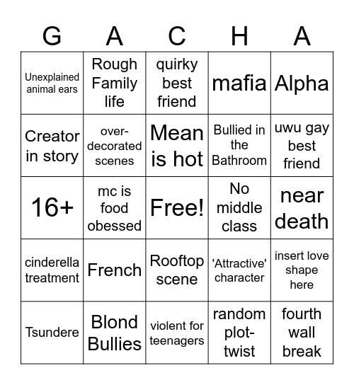Gacha Bingo Card