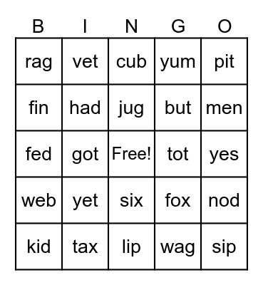 First FUN Unit 1 Bingo Card