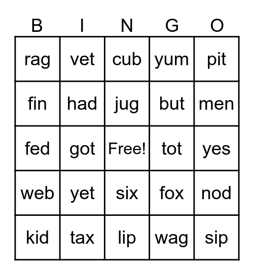 First FUN Unit 1 Bingo Card