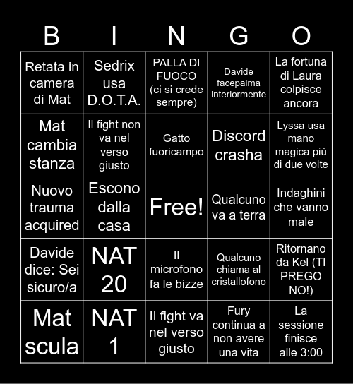 Signore del Bingo Card
