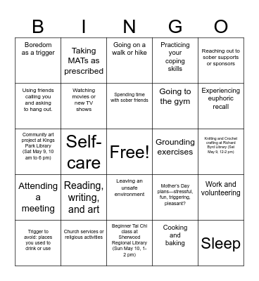 Weekend Planning Bingo Card