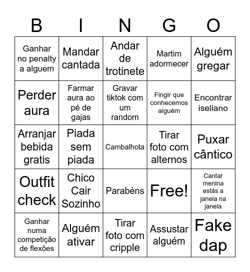 BINGOOO Bingo Card
